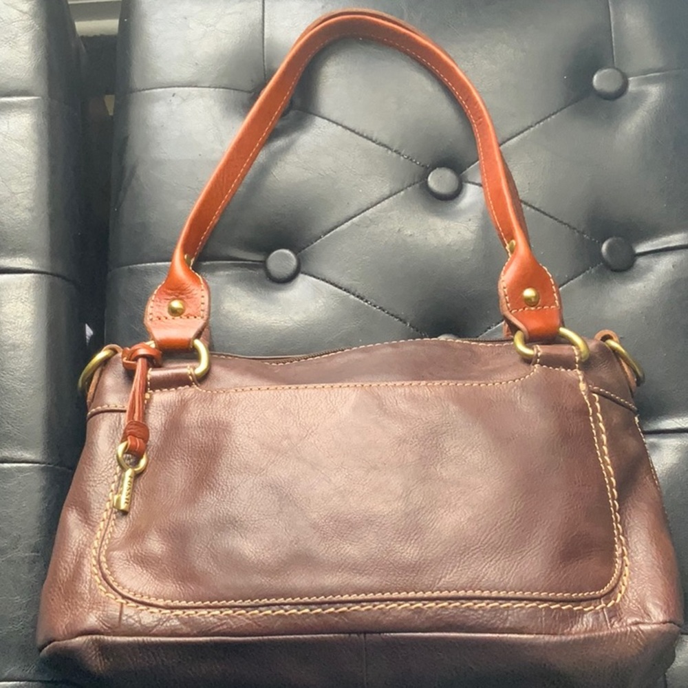 Fossil Leather Brown Handbag 75082